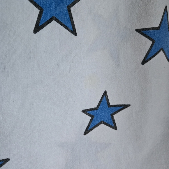 Vintage White With Blue Star Print Crop Top Boxy Cut Size Small - Picture 7 of 8